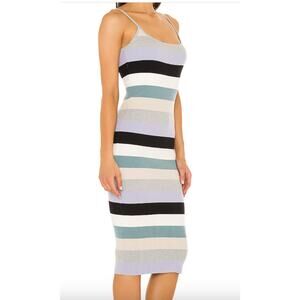 NEW LE SUPERBE Multi Stripe Rib-Knit Slip Dress XS
